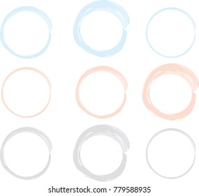 circle frame aqua watercolor border set ink brush ring vector