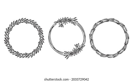 Circle frame boho autumn winter set vector isolated elements