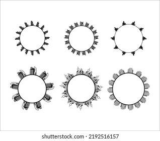Edificio de borde de marco circular SKyscrapers Silhouette 