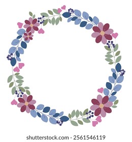 Circle Frame Border With Green Leaf And Flower Decoration