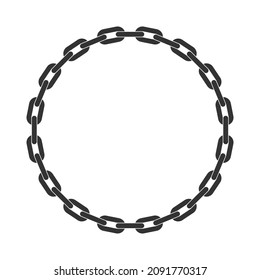 Circle frame from chain. Decorative element frame of chain. Template isolated on white background. Vector illustration