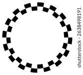 Circle frame with checkered print. Round vignette with checkerboard, race flag or chess game pattern isolated on white background. Chequered ring ornament. Vector graphic illistration.