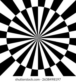 Circle frame with checkered print. Round vignette with checkerboard, race flag or chess game pattern isolated on white background. Chequered ring ornament. Vector graphic illistration.