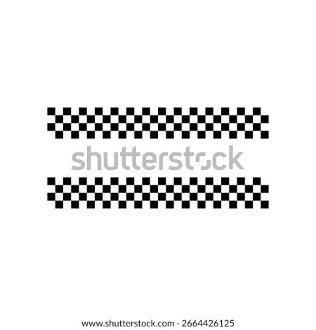 Circle frame with checkered print. Round vignette with checkerboard, race flag or chess game pattern isolated on white background. Chequered ring ornament. Vector graphic illistration.