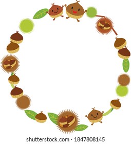 Circle frame of chestnuts in the autumn