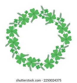 Circle frame with clovers. St Patrick's day background. Vector illustration
