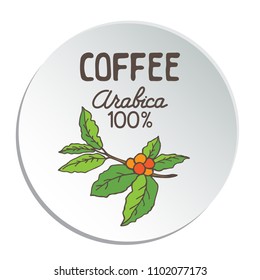 Circle frame with coffee branch isolated on white background. Design element for cafe menu or posters.
