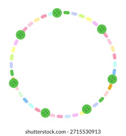 Marco de círculo con borde punteado de colores decorado con Ilustración vectorial Clipart de Botón