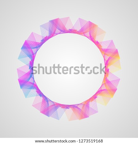 Circle frame. colorful wave-shaped bright gradient frame. Stylized Guilloche Element