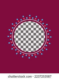 A circle frame consisting of dots. design element of a frame, spherical.  Qatar flag, purple color