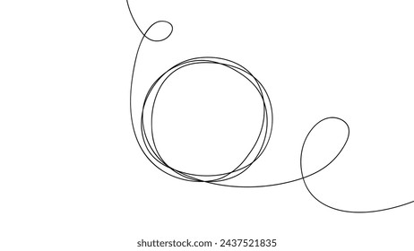 Circle frame. Continuous black line. Line art. Round frame. Hand drawn sketch outline. Vector illustration.