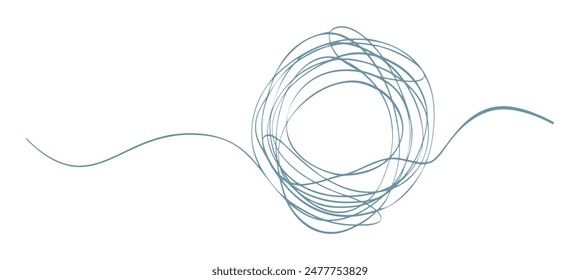 Circle frame continuous line drawing, round hand drawn with thin line, hand drawn vector illustration confusing situation concept