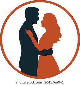 Circle Frame Couple Silhouette,couples dancing