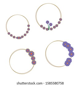 Circle frame decorated with flowers For festival greeting cards Placed on a white background