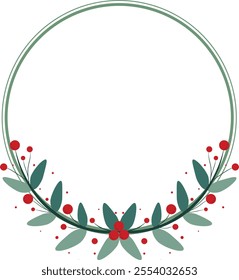 Circle Frame Decorated With Red Cherry And Green Leaves