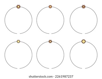 Circle frame decoration element with flowers vector set