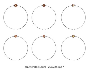 Elemento de decoración de marco circular con conjunto de vector de flores
