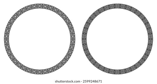 Circle frame with decorative border seamless pattern