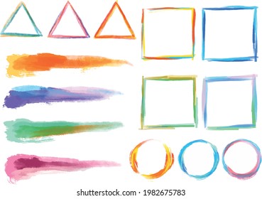 Circle frame drawn in watercolor on a white background