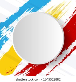 Circle frame with dynamic brushes shapes. Modern and abstraction dynamic background with shapes. Bright running lines. Vector illustration EPS 10.