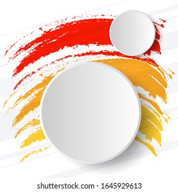 Circle frame with dynamic brushes shapes. Modern and abstraction dynamic background with shapes. Bright running lines. Vector illustration EPS 10.