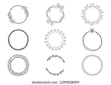 Icono aislado elegante del marco circular. Marcos decorativos redondos de borde ornamental. Diseños de etiquetas de cosecha