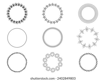Circle frame elegant isolated icon. Round decorative ornamental border frames. Vintage label designs