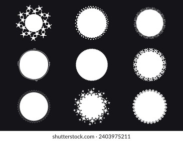 Icono aislado elegante del marco circular. Marcos decorativos redondos de borde ornamental. Diseños de etiquetas de cosecha