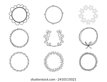Circle frame elegant isolated icon. Round decorative ornamental border frames. Vintage label designs