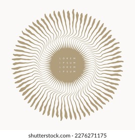 Circle frame element. Radial racy vector logo design. Art composition. Cover design template. 3D illustration for brochure, poster, presentation, flyer or banner.