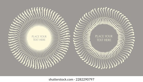 Circle Frame Element. Radialreine Vektorgrafik-Logo-Design. Kunstkomposition. Design-Vorlage abdecken. 3D-Illustration für Broschüre, Poster, Präsentation, Flyer oder Banner.