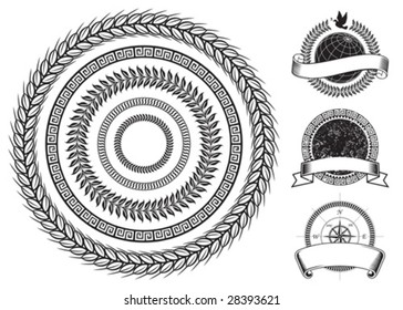Circle frame and emblems elements design, Vector layered.