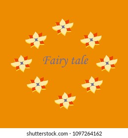 Circle frame with flofers. In circle text Fairy Tail