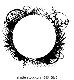 Circle frame with floral decorations 2