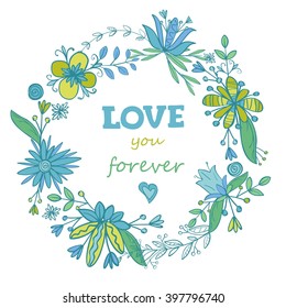 Circle frame with floral design