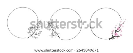 Circle frame with floral flower hand drawn