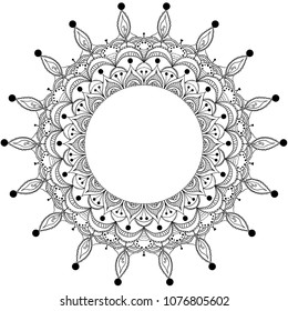 circle frame floral mandala hand drawn