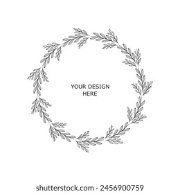 Marco de círculo floral sobre fondo blanco. elemento de Ilustración vectorial