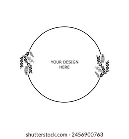 Marco de círculo floral sobre fondo blanco. elemento de Ilustración vectorial