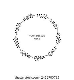Circle frame floral on white background. Vector illustration element
