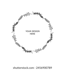 Circle frame floral on white background. Vector illustration element