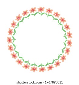 Circle frame with floral ornament. Vector illustration. Design element for greeting card, poster, leaflet, booklet, cover.