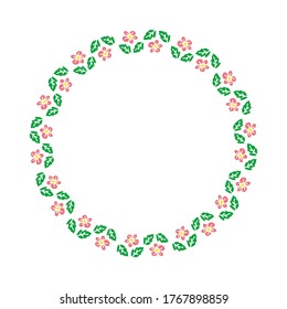 Circle frame with floral ornament. Vector illustration. Design element for greeting card, poster, leaflet, booklet, cover.