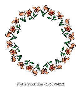 Marco circular con adorno floral. Ilustración vectorial. Elemento de diseño para tarjeta de saludo, cartel, folleto, folleto, portada.
