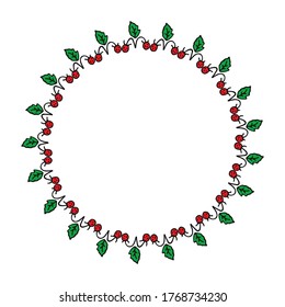 Circle frame with floral ornament. Vector illustration. Design element for greeting card, poster, leaflet, booklet, cover.
