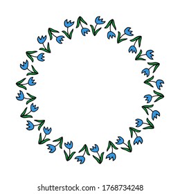 Circle frame with floral ornament. Vector illustration. Design element for greeting card, poster, leaflet, booklet, cover.