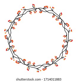 circle frame in a floral style. border theme of plants. delimiters for text or calligraphy. flat design isolated white background.