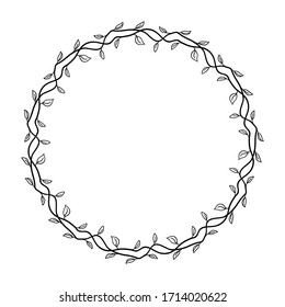 circle frame in a floral style. border theme of plants. delimiters for text or calligraphy. flat design isolated white background.
