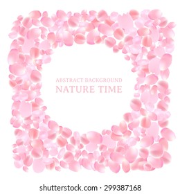 The circle frame with flower petals blossom. Romantic vector illustration.