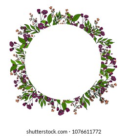 Circle frame flowers with plants
